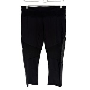 Lululemon Black Mesh Panel Crop Leggings Pants Womens Size‎ 8